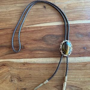 Vintage Southwest Tiger’s Eye Stone Bolo Tie